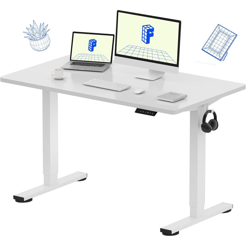Mesa de escritório de peça úni - Desk Setup With 2 Monitors avaliação e preço